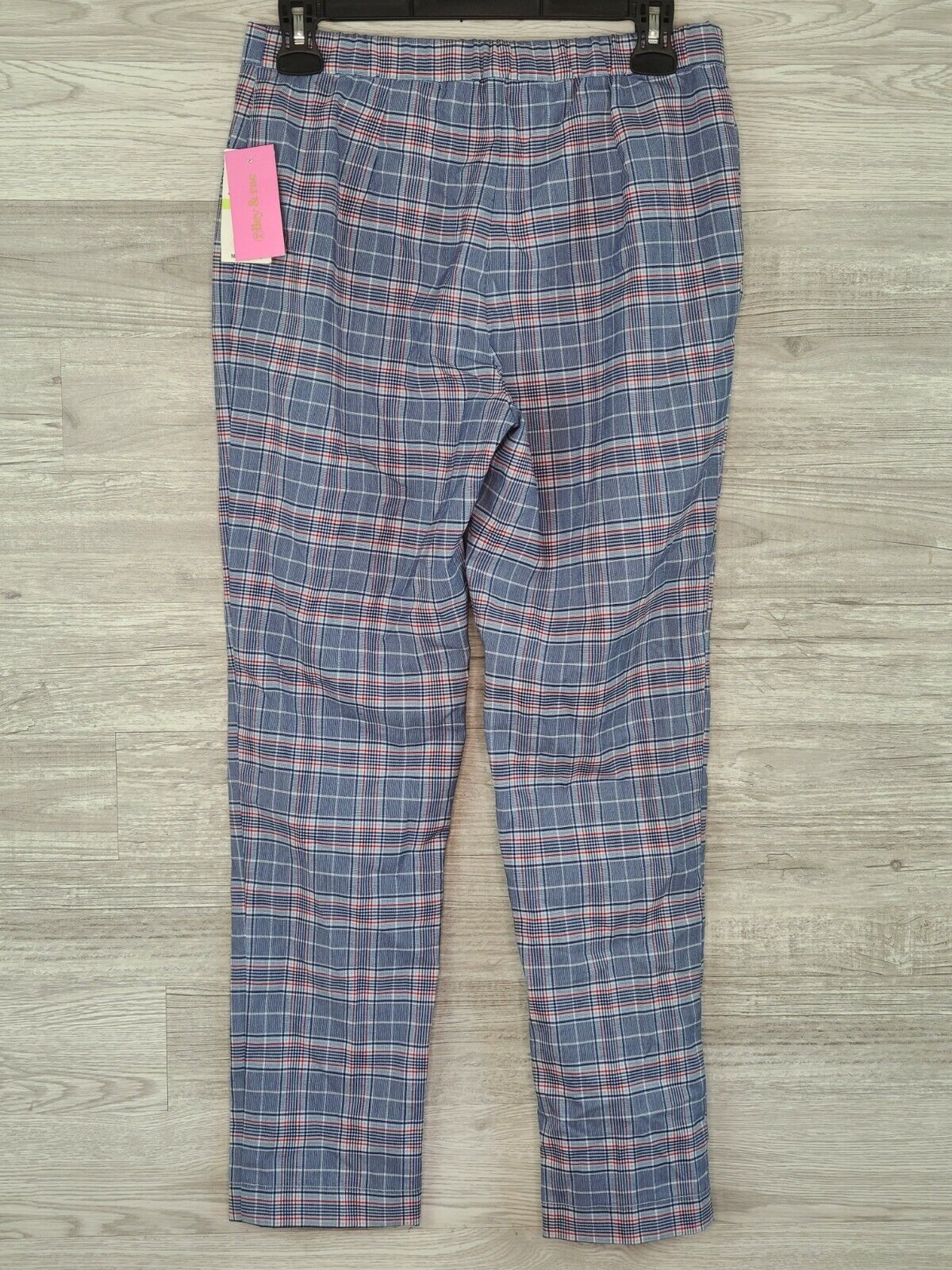 Riley & Rae Women's Preloved Blue and Red Glen Plaid Slim Pants Trousers Size 4