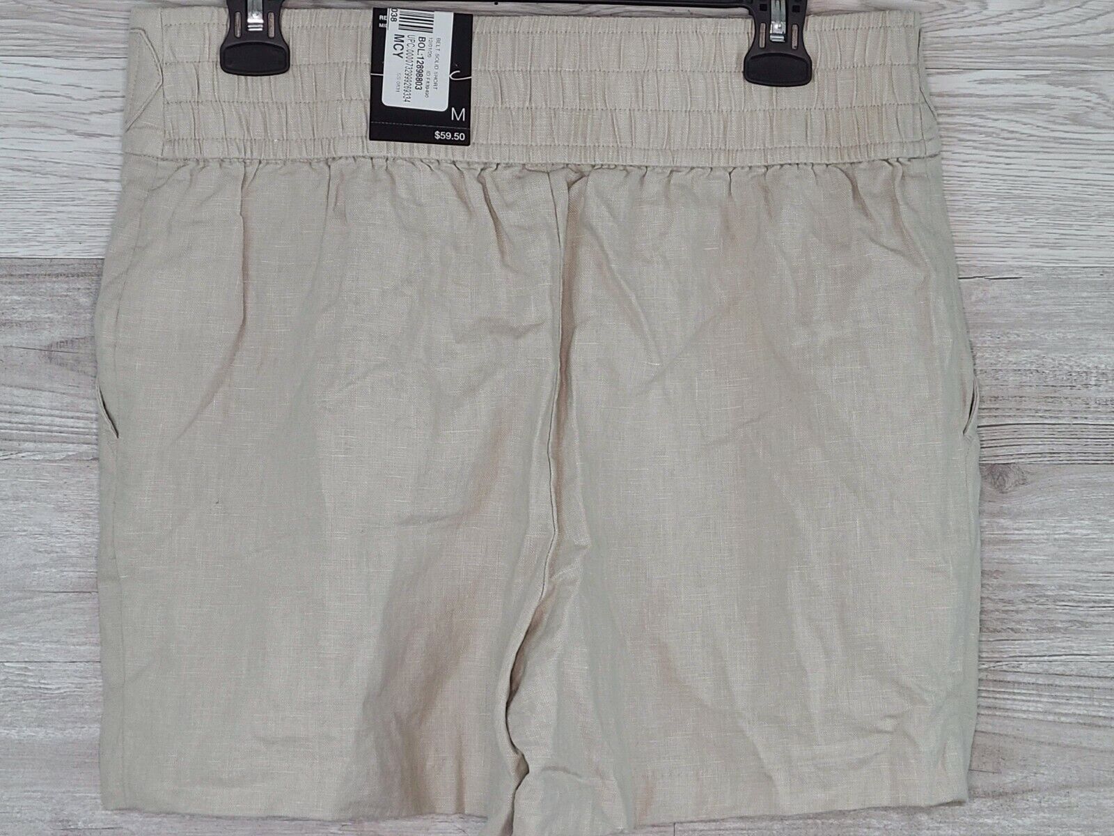 INC Women's Solid Khaki Beige Linen Belted Chino Shorts Size Medium