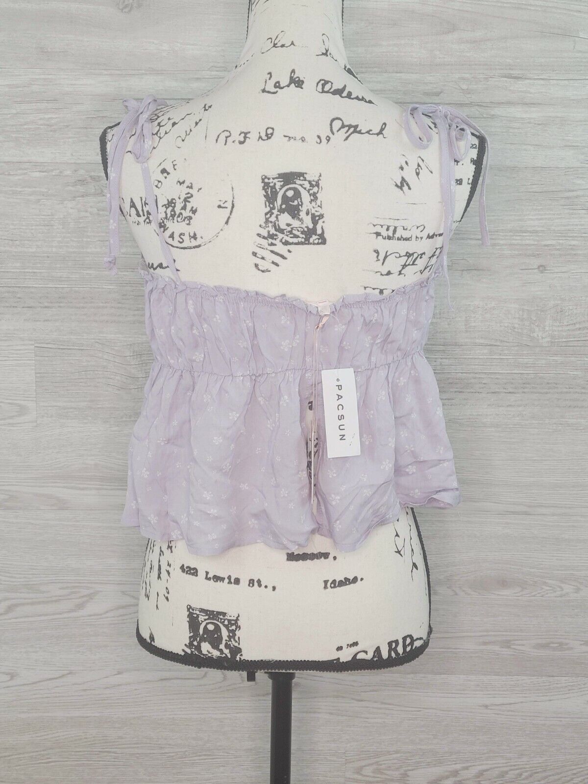 Lottie Moss PacSun Lavender Tie Strap Slit Back Babydoll Tank Top Size Large