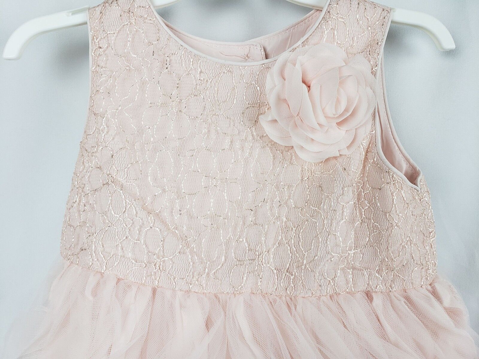 Tevolio Girl's Lace Empire Waist Flower Girl Dress Pale Peach Size 3T