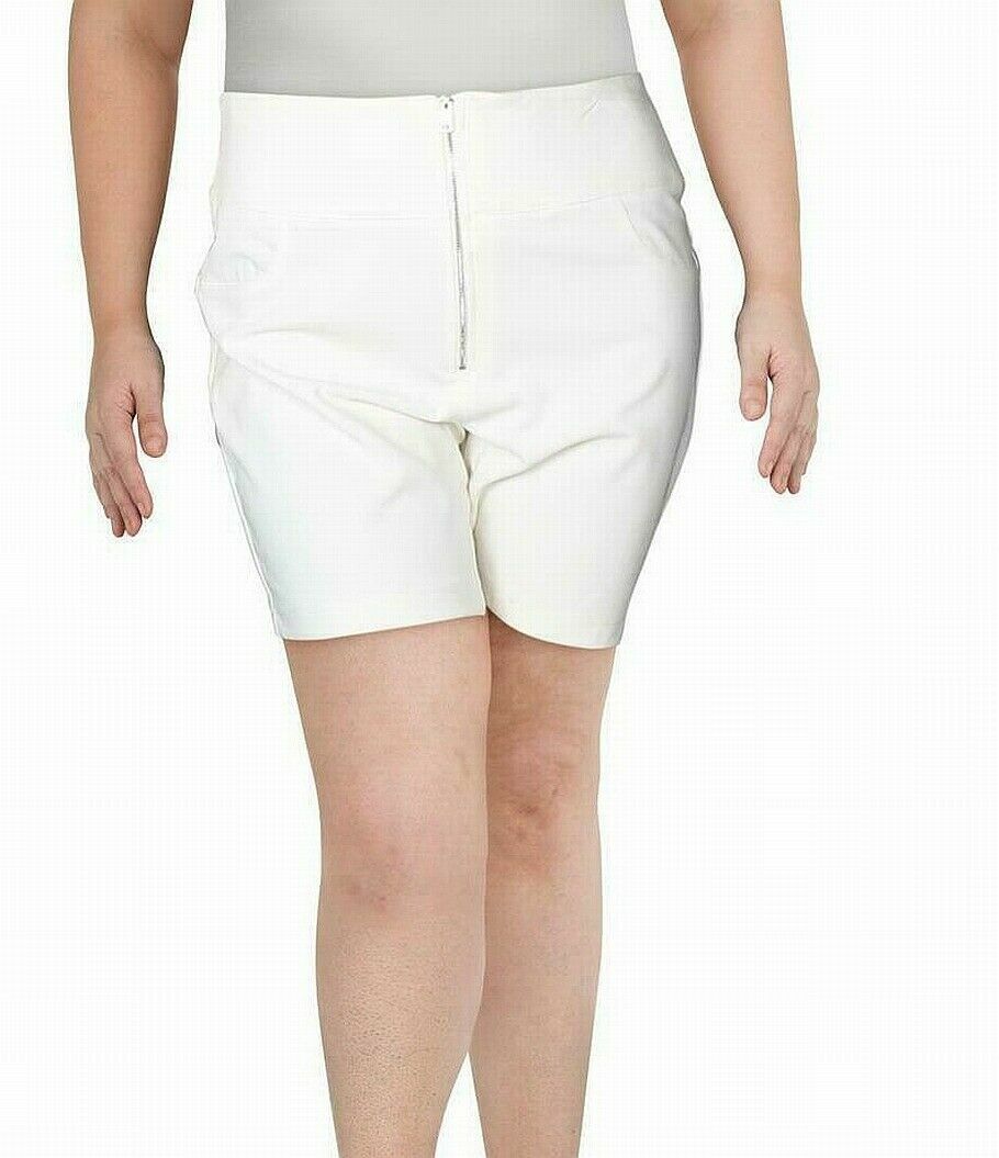 Danielle Bernstein Women's Cloud White Zip Front Closure Biker Shorts Size 0