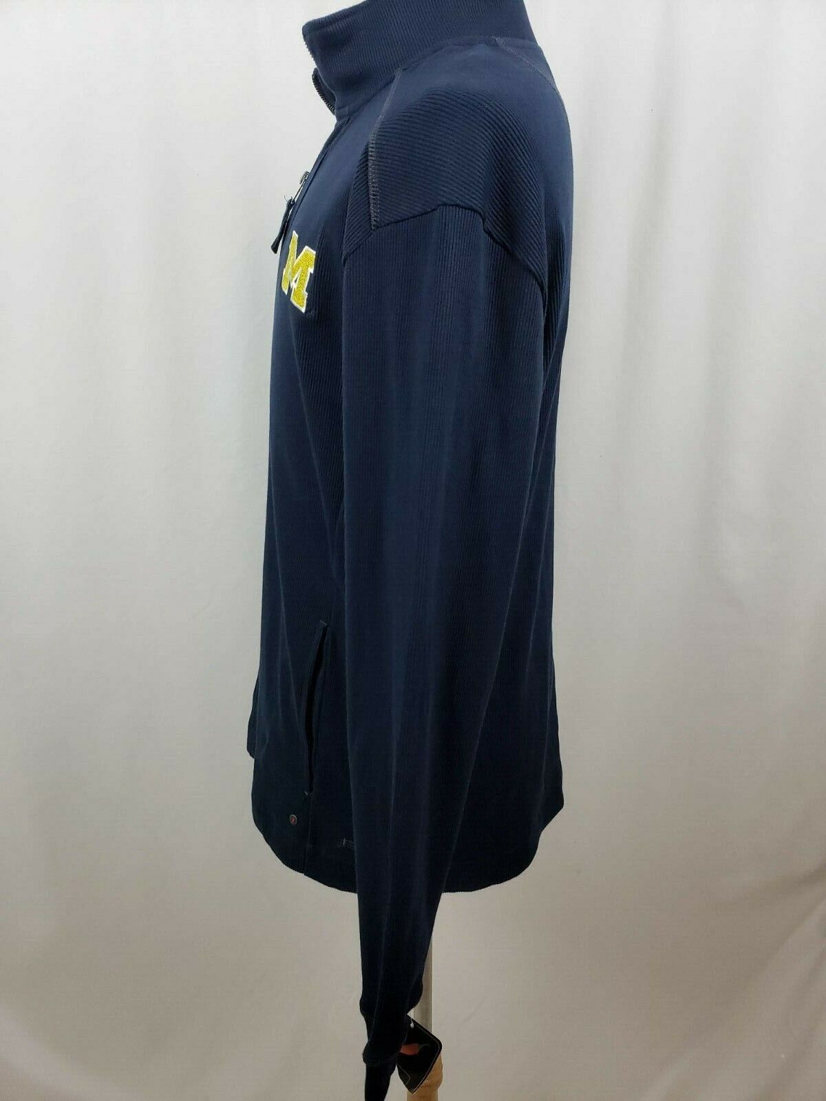 Michigan Wolverines Chiliwear Men's Full Zip Ribbed Blue Sweatshirt Size Large