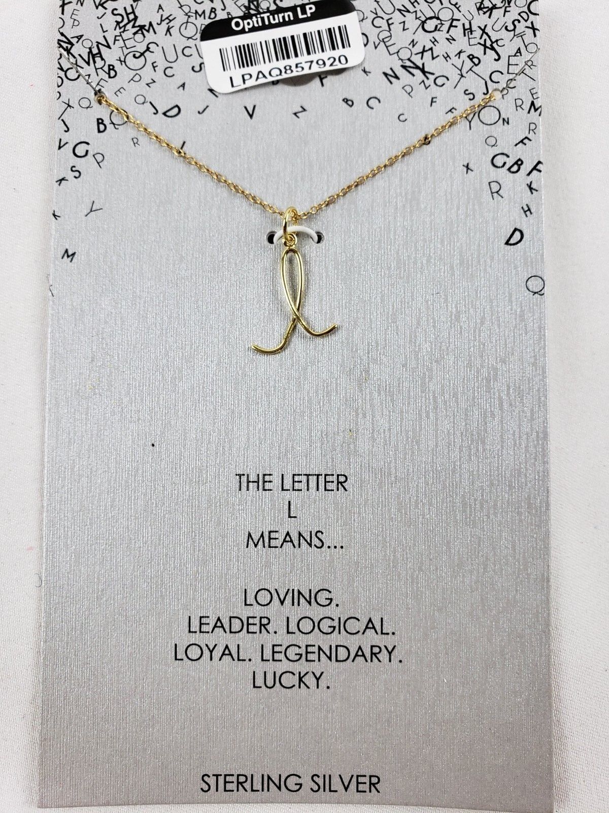 Women's Sterling Silver Letter l Script Initial Pendant  Gold 18in Necklace