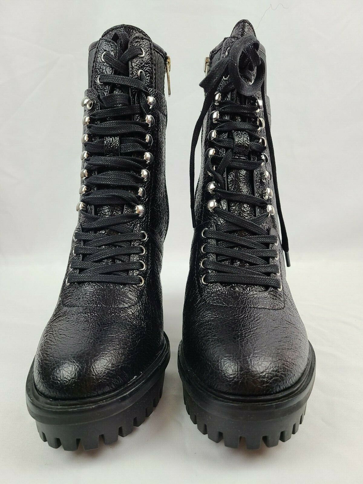 Vince Camuto Women's Ermania Black Leather Platform Lace-Up Boots Size 9M