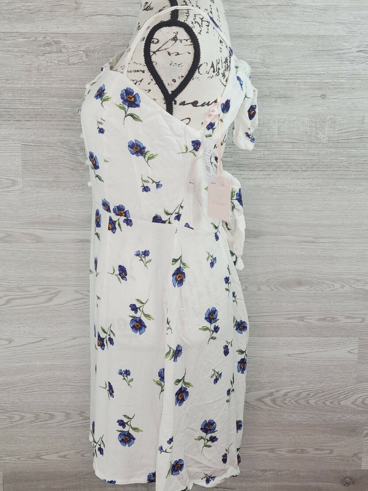 Lottie Moss Women's White with Floral Pattern Double Tie Dress Size Large