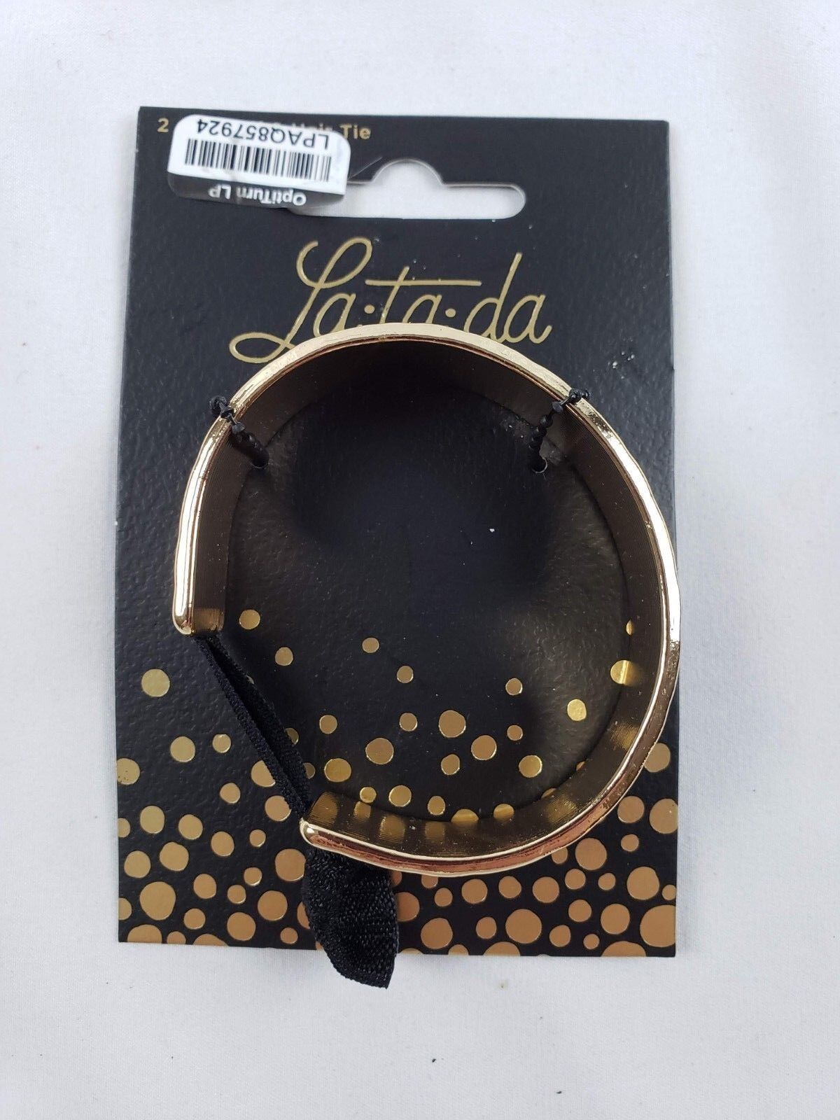 La Ta Da 2 Piece Black and Gold Cuff and Hair Tie