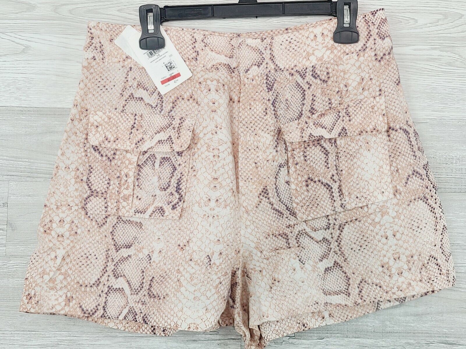 Guess Women's Lilla Sahara Snake Print Linen Pocketed Shorts Size 10