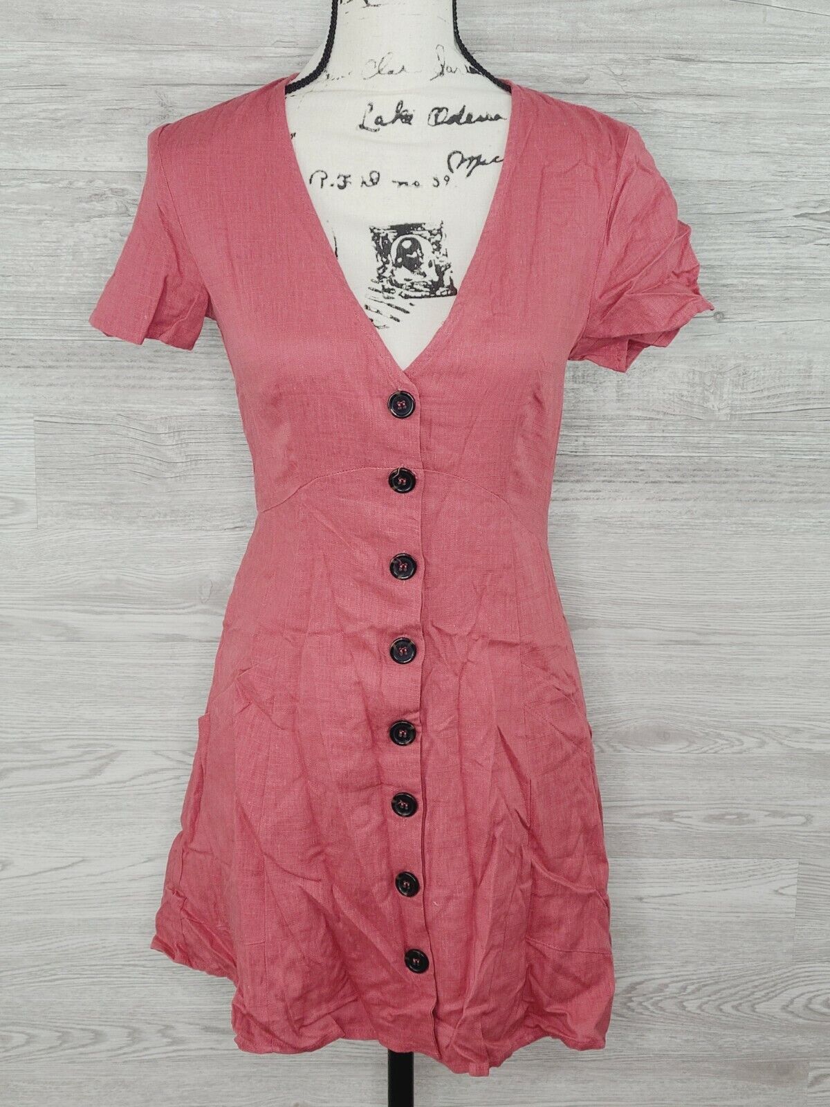 L.A. Hearts PacSun Women's Short Berry Button Front Linen Dress Size Small