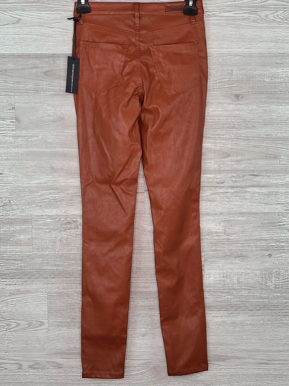 Blank NYC Women's Cognac Brown Button Fly Faux Leather Skinny Pants Size 24