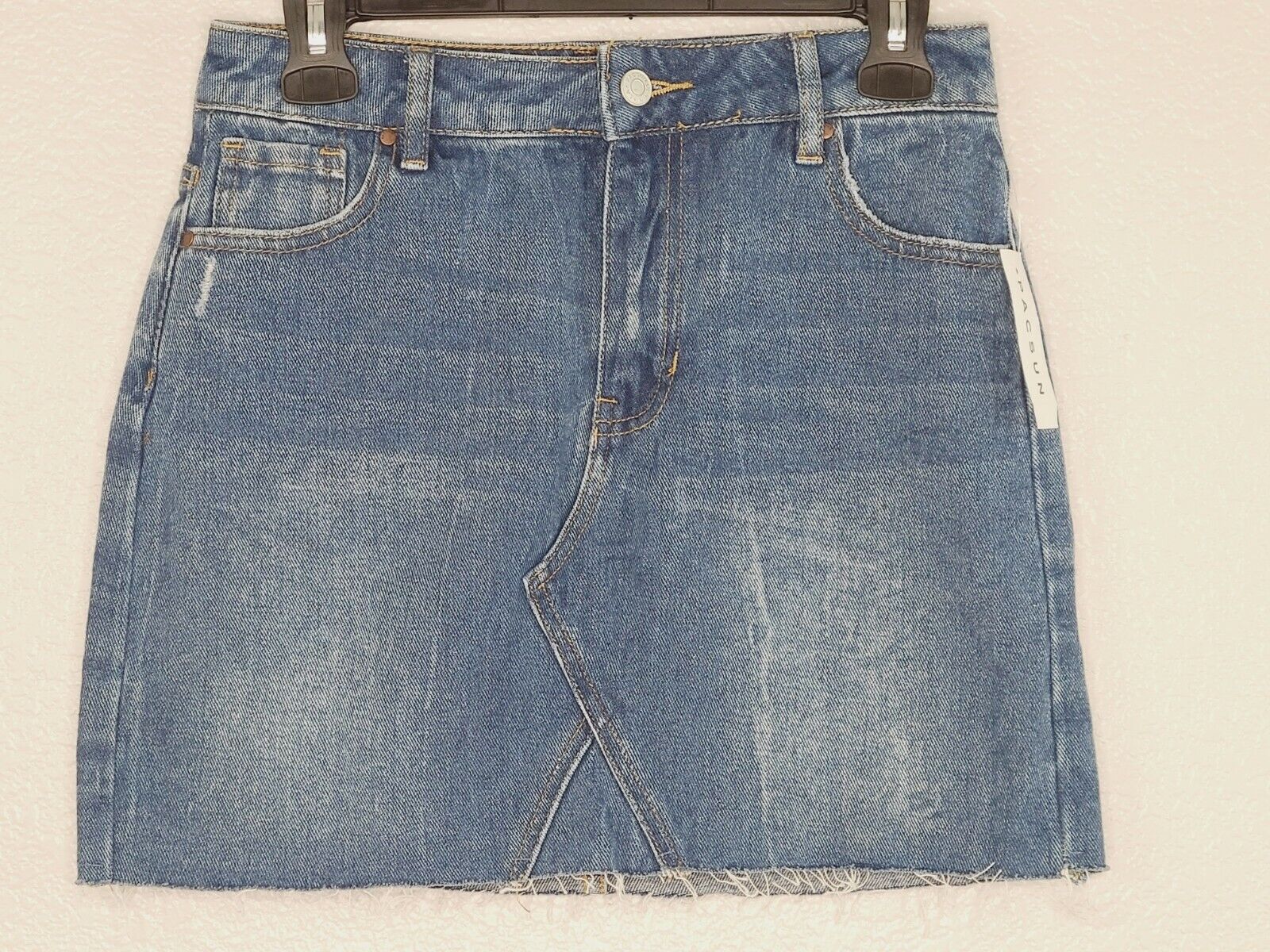 PacSun Los Angeles Women's Team Blue Frayed Raw Hem Jean Skirt Size 25