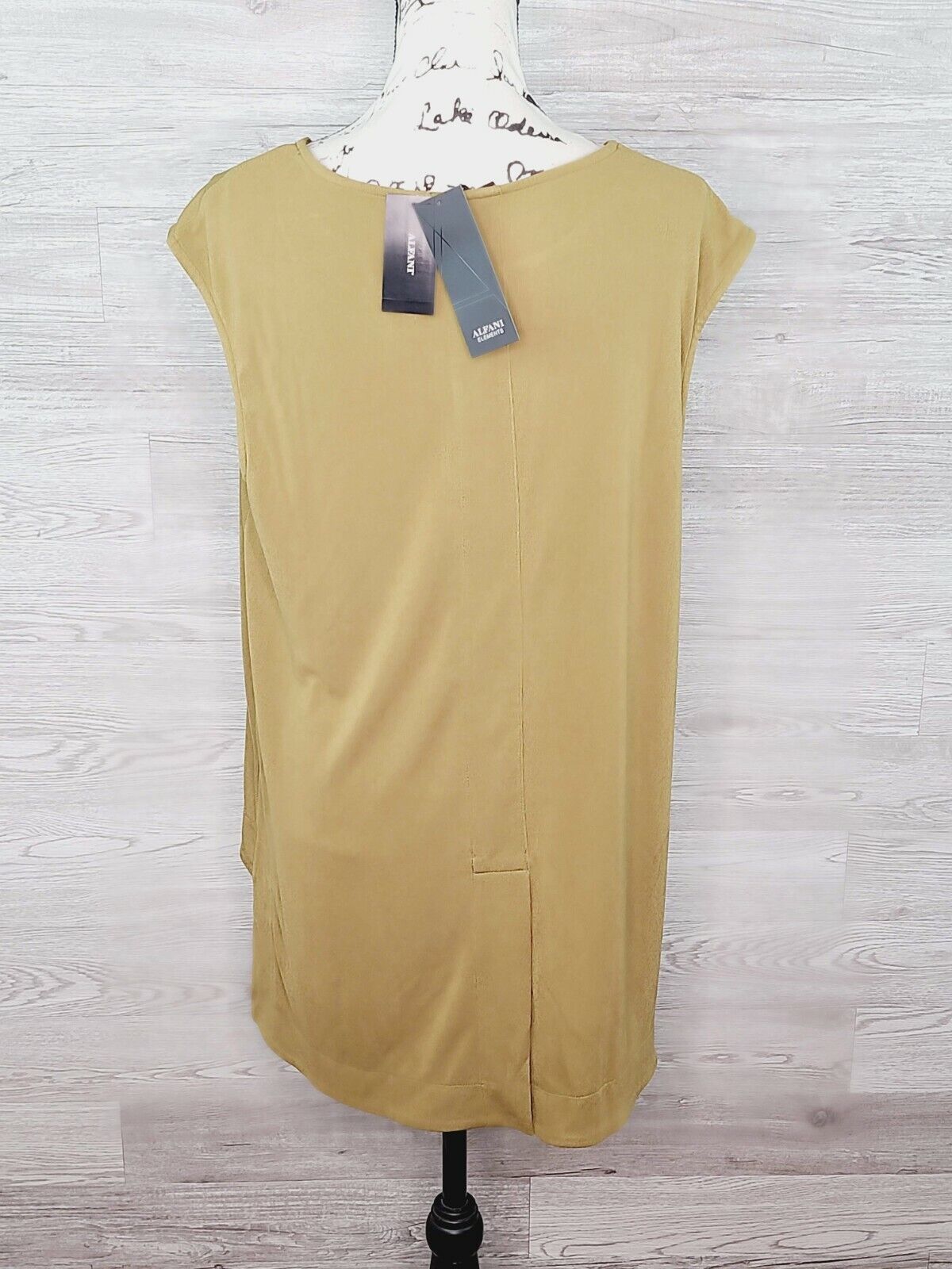 Alfani Women's Olive Green Sleeveless Asymmetric Hem Blouse Size Large