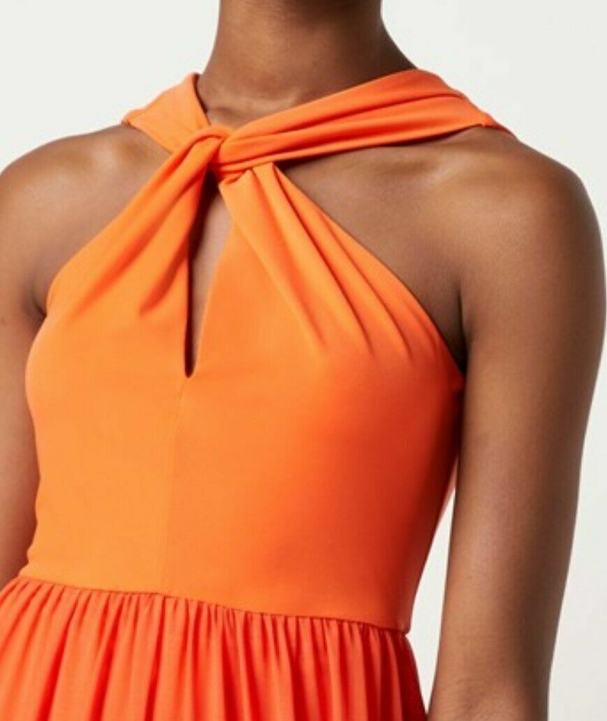 French Connection Women's Orange Panthea Jersey Twist Maxi Dress Size 2