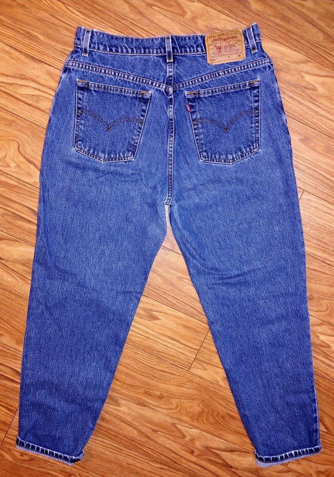 VINTAGE Preloved Levi's 550 High Rise Relaxed Fit Tapered Leg Denim Size 14M