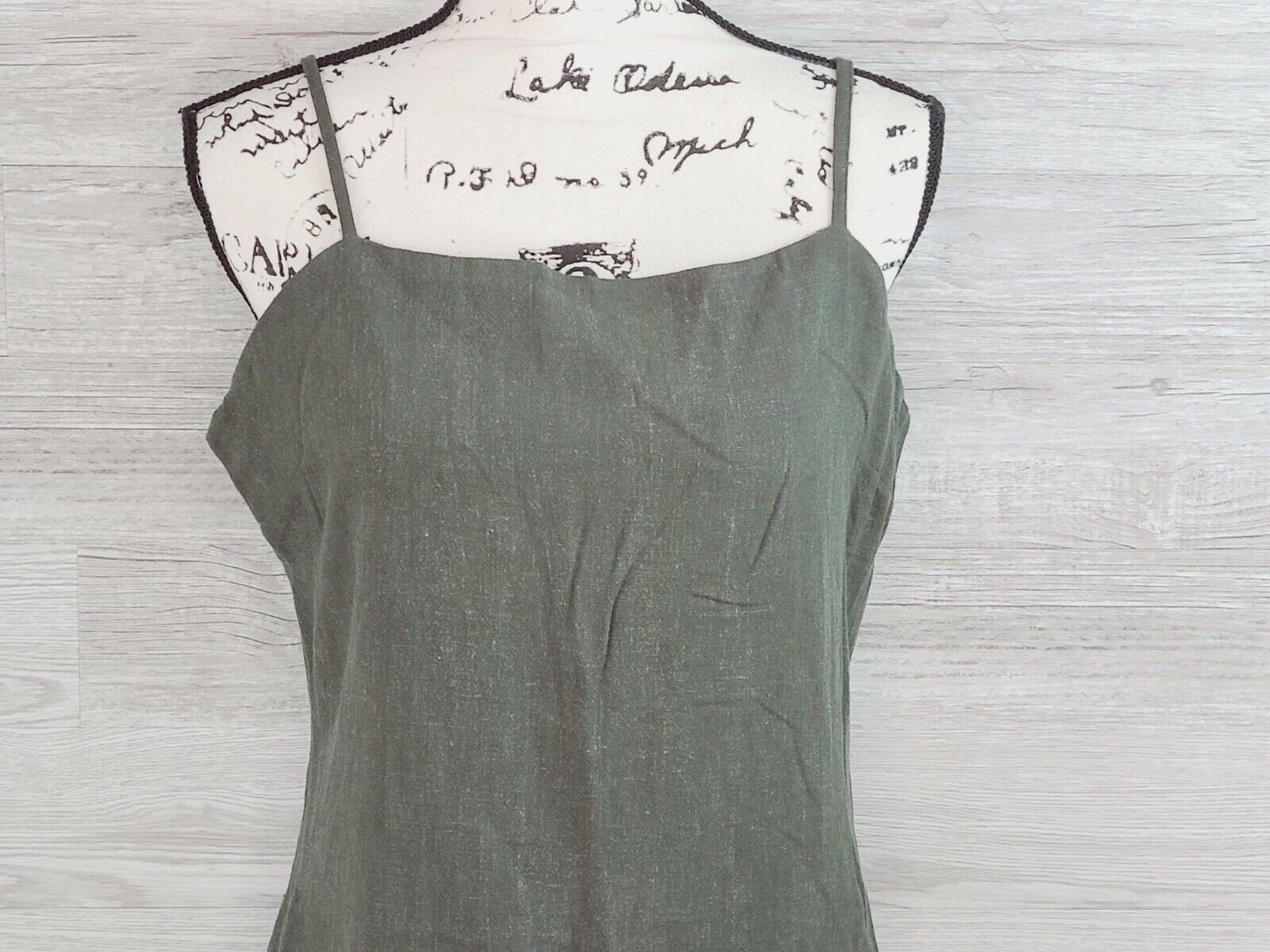 Kendall & Kylie Women's Olive Green Slit Linen Mini Dress Size Large