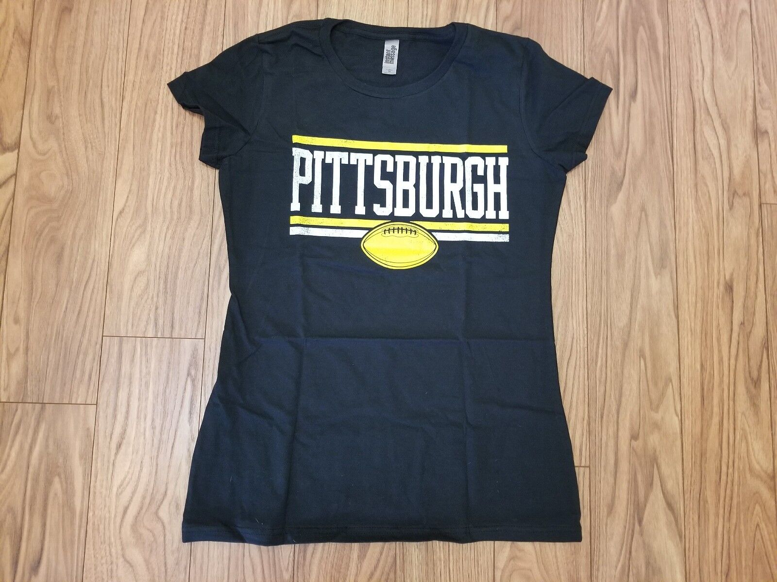 Instant Message Women's Pittsburgh Football Black Short Sleeve Tee Size Medium