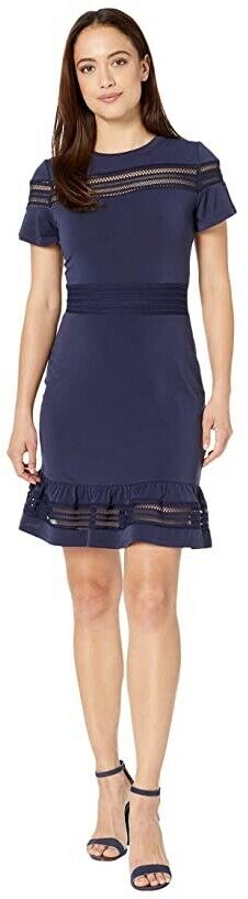 Michael Kors Women's True Navy Blue Mesh Mix Short Sleeve Dress Size XS