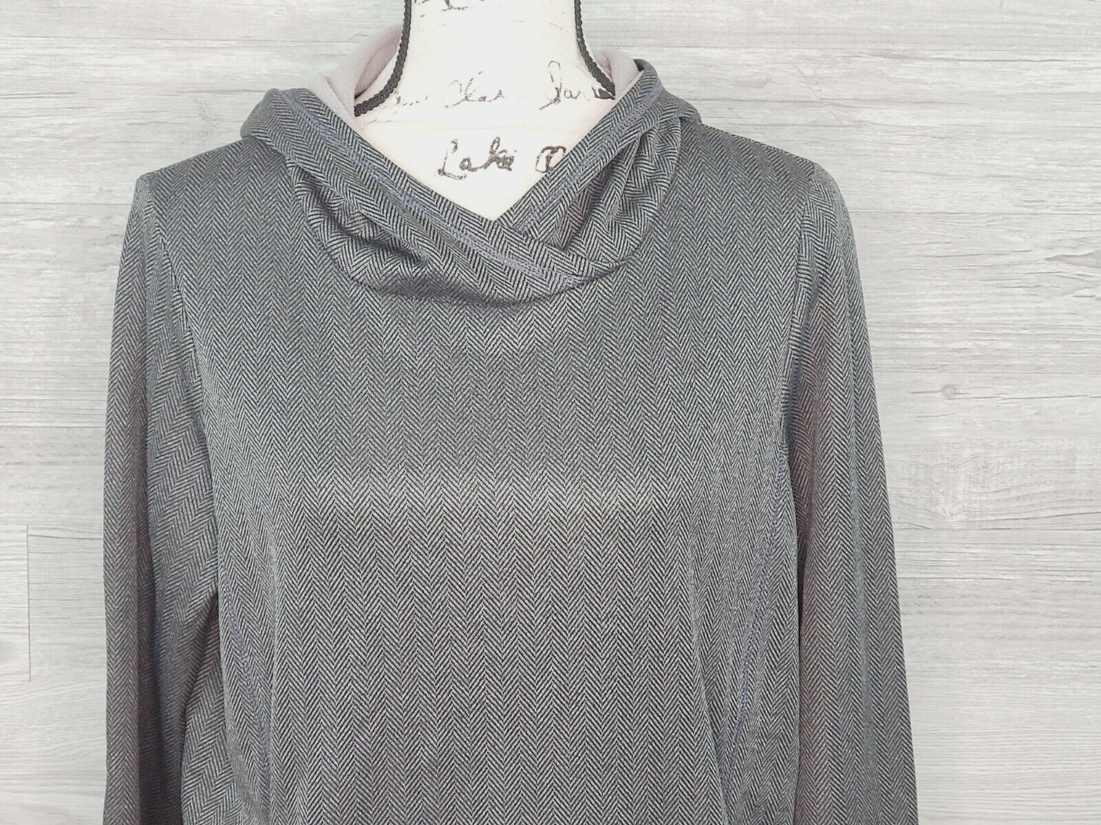 Champion C9 Women's Gray Herringbone Long Sleeve Hooded Tech Fleece Size Medium