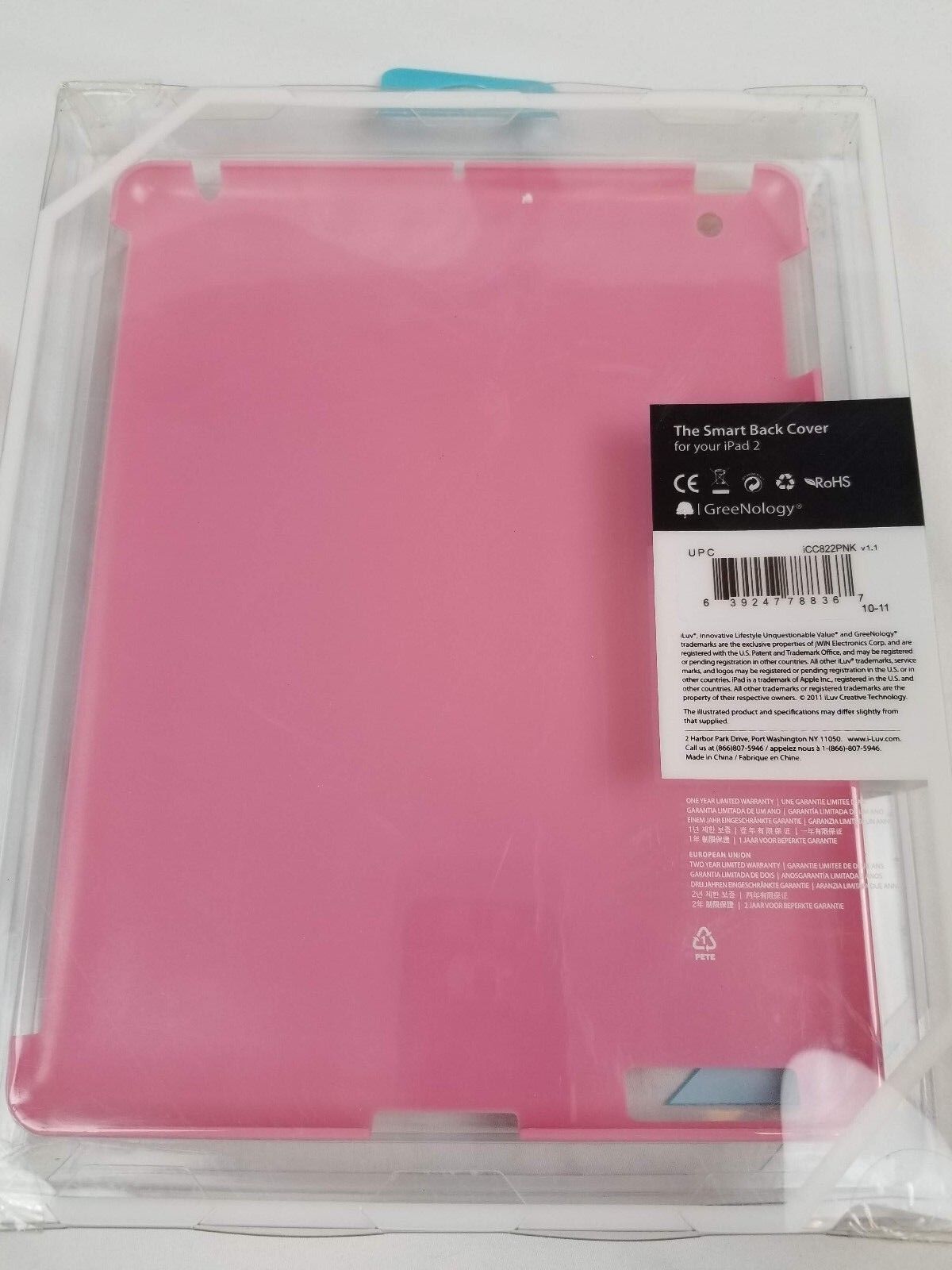 iLuv The Smart Back Cover for iPad 2 - Apple Smart Cover NOT Included - Pink