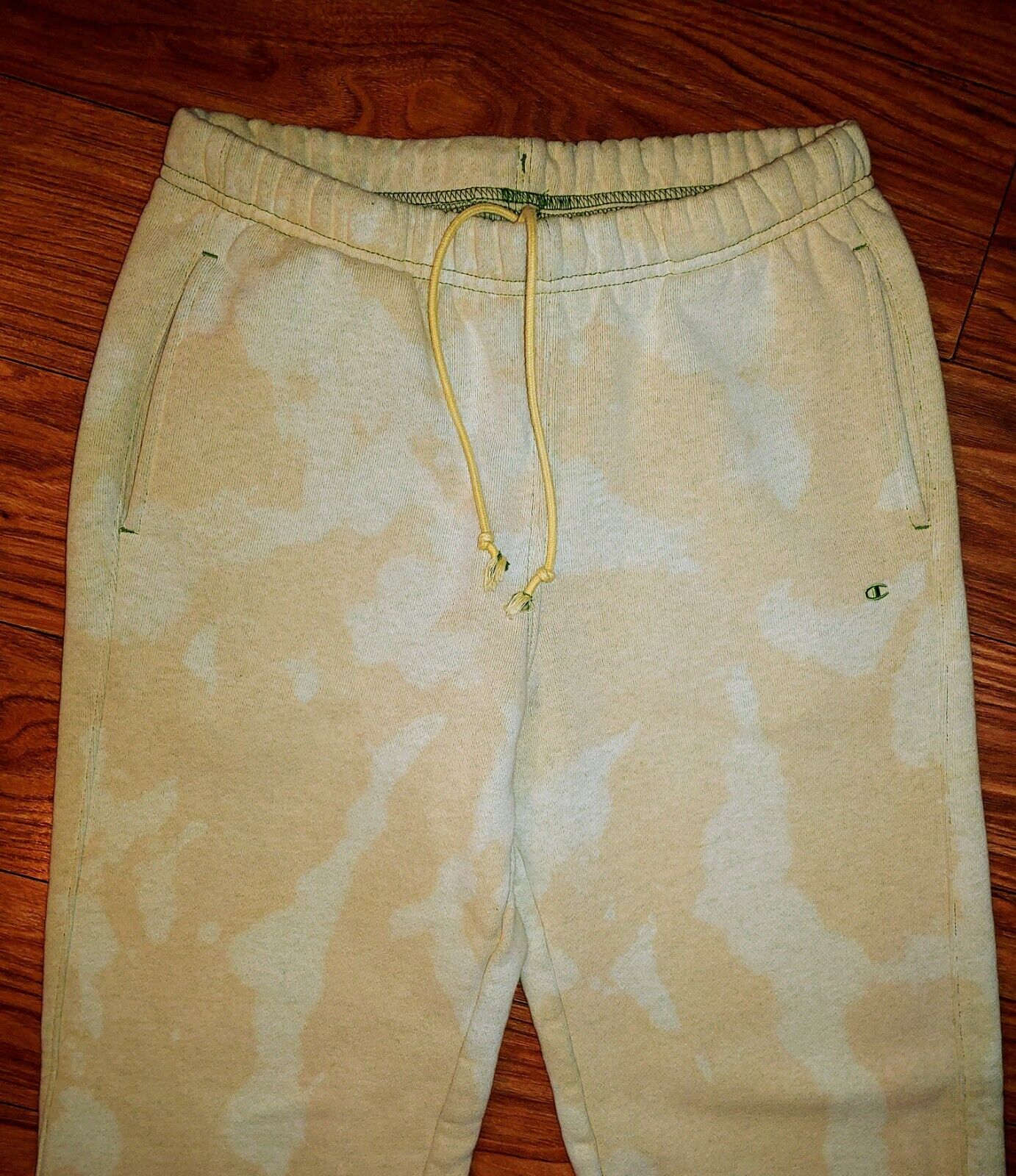 Champion Preloved Reverse Weave Camo Tie Dye Tan & Cream Sweatpants Fleece Joggers Size XS