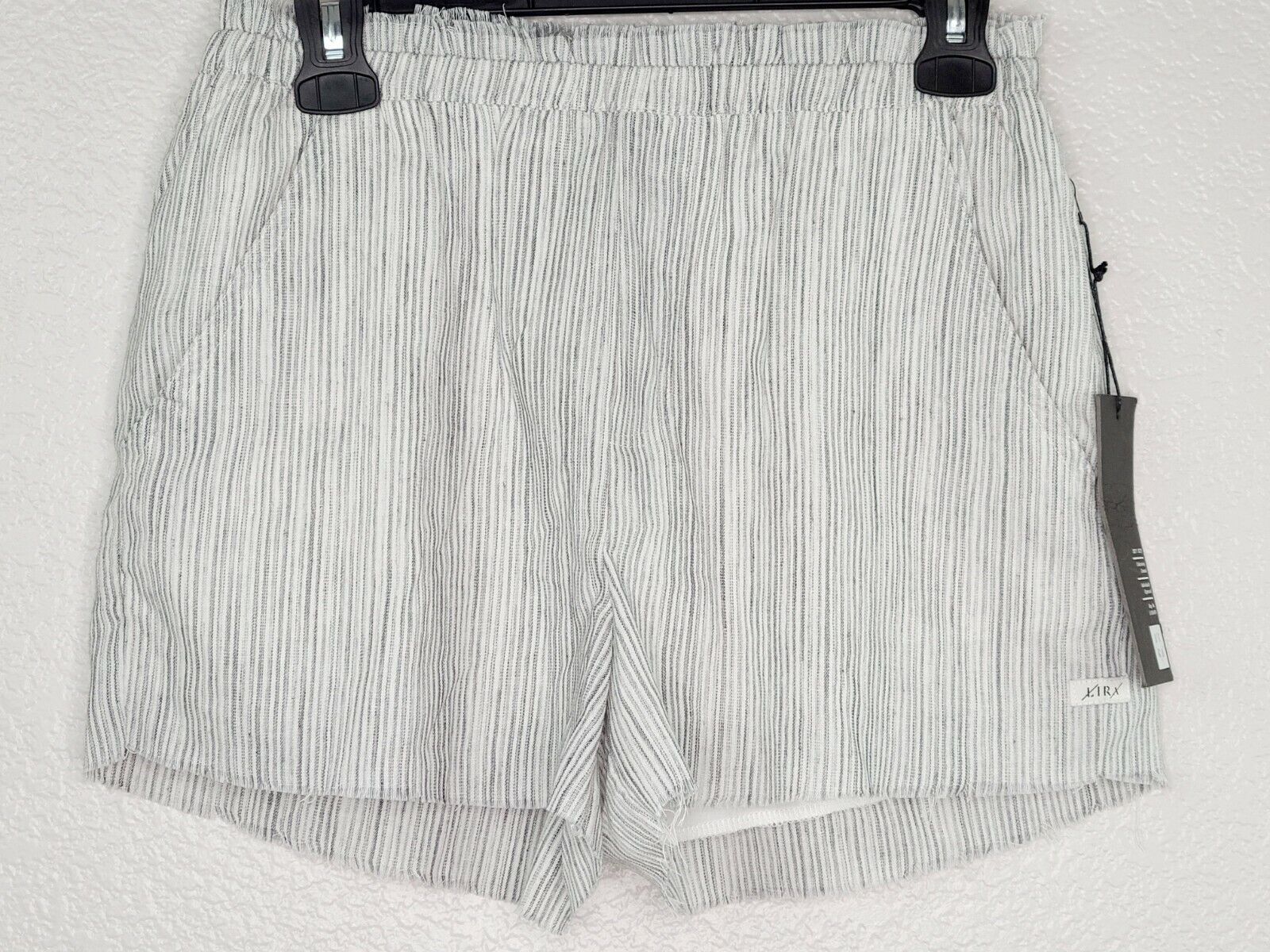 Lira Women's Black & White Striped Frayed Hem Lined Lounge Shorts Size Small