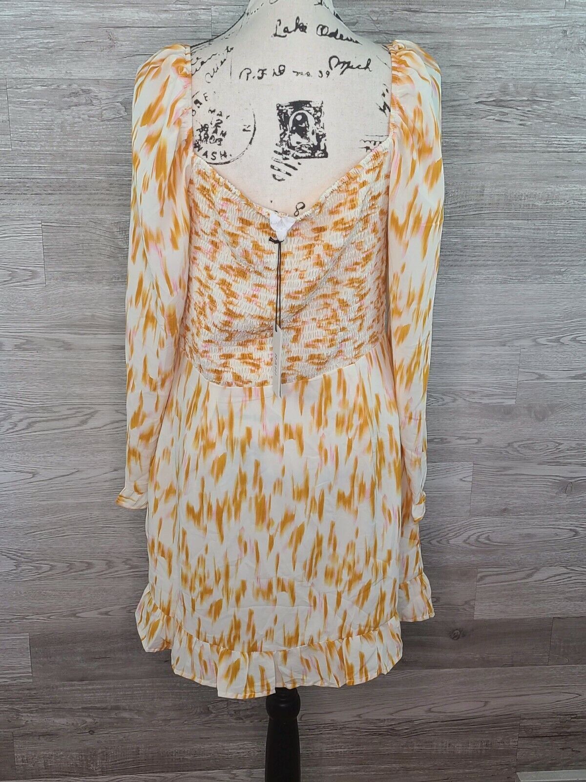 Rahi Women's White & Gold Bailey Marble Print Long Sleeve Mini Dress Size XL