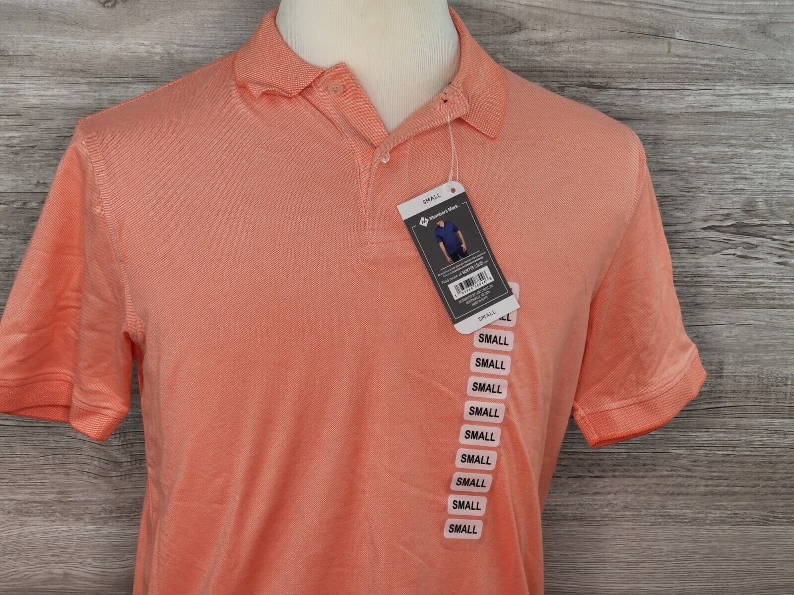 Member's Mark Men's Salmon Classic Fit Stretch Cotton Pique Polo Size Small