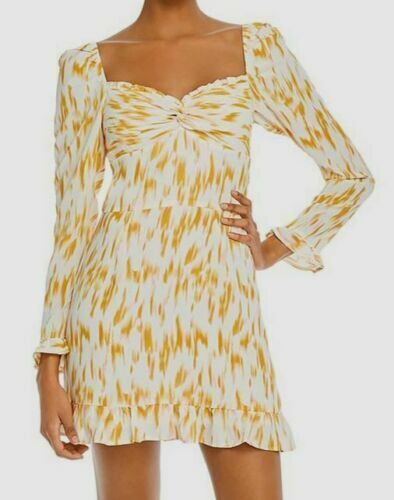 Rahi Women's White & Gold Bailey Marble Print Long Sleeve Mini Dress Size XL