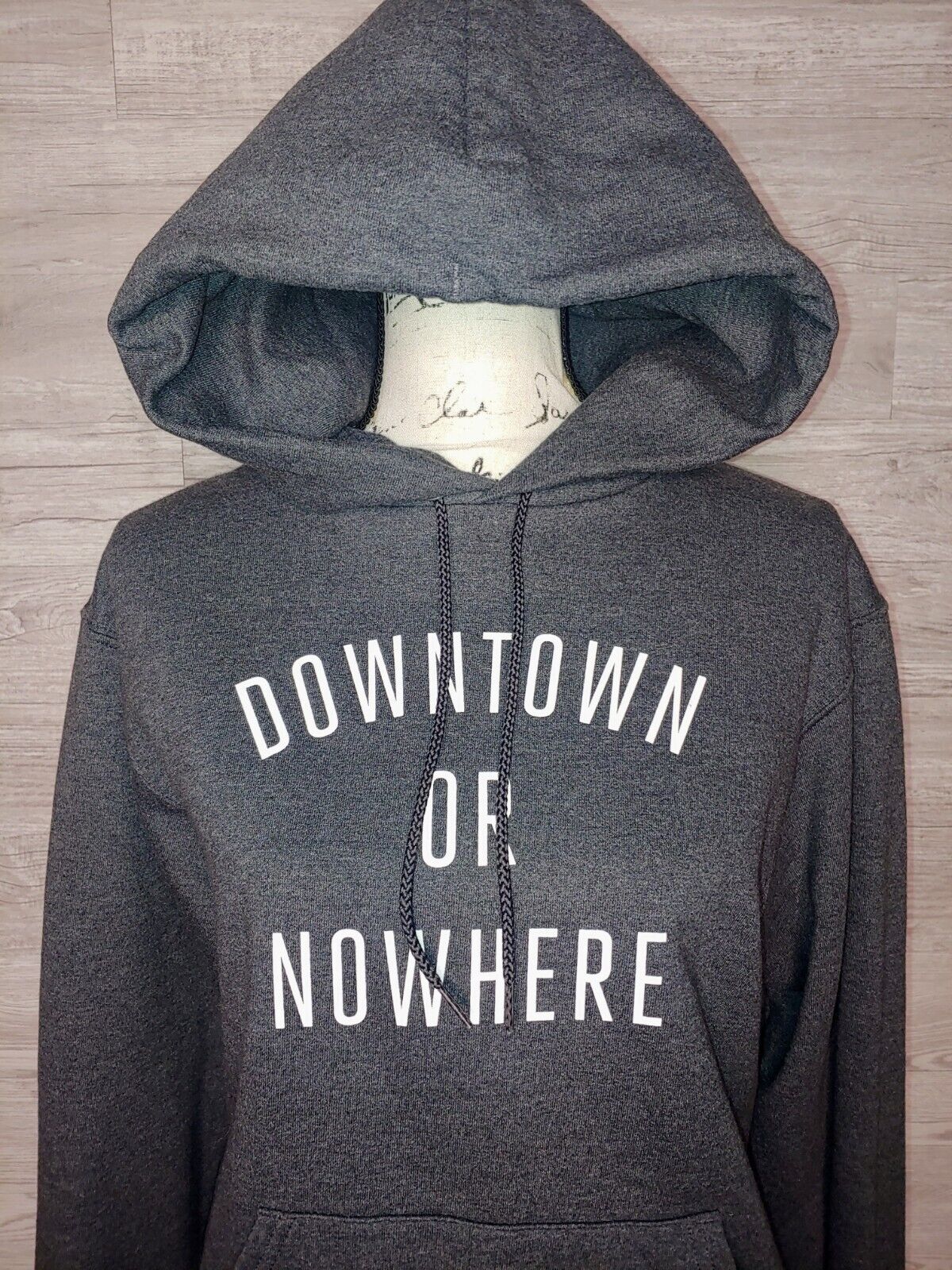 Champion X Knowlita 'Downtown or Nowhere' Dark Heather Grey Preloved Hoodie Size Small