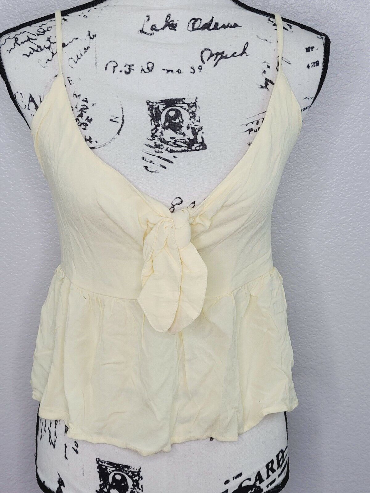 L.A. Hearts Women's Light Yellow Tie Front Baby Girl Tank Top Size Small