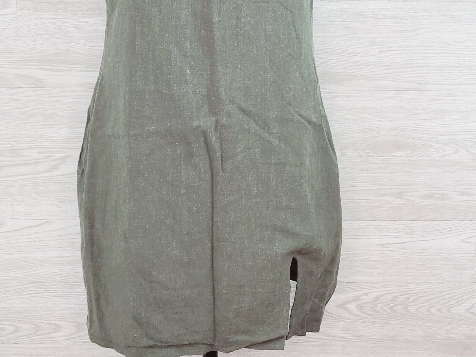 Kendall & Kylie Women's Olive Green Slit Linen Mini Dress Size Large