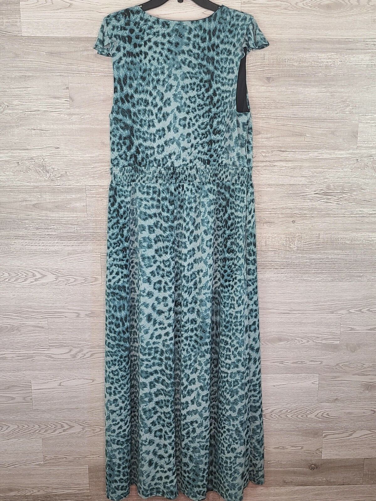 INC Women's Turquoise Leopard Print Ruffled V-Neck Long Maxi Dress Size XL