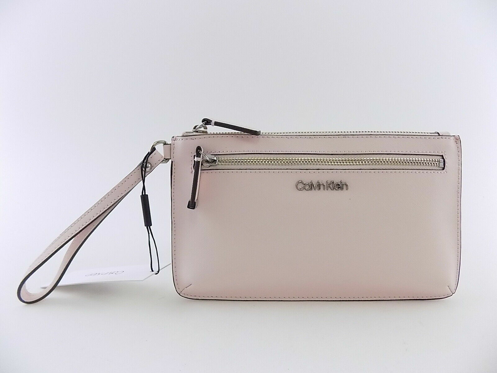 Calvin Klein Women's Pink Powder Saffiano Leather Slim Wristlet Handbag