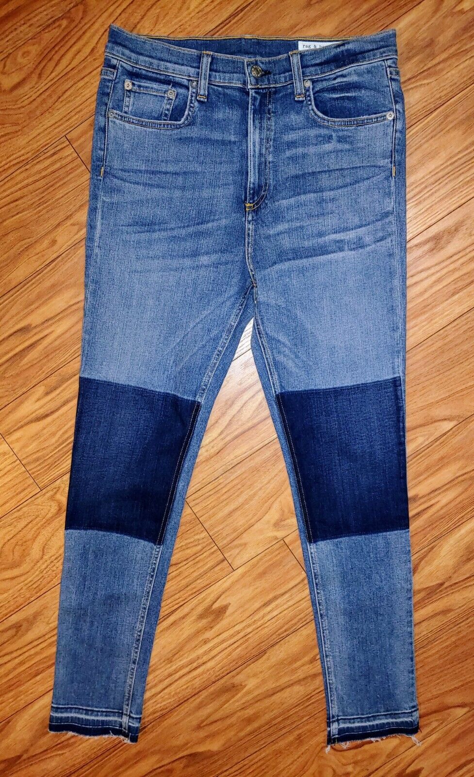 Rag & Bone Modele Olana Skinny 2-Tone Raw Hem Stretch Denim Jeans Size 31