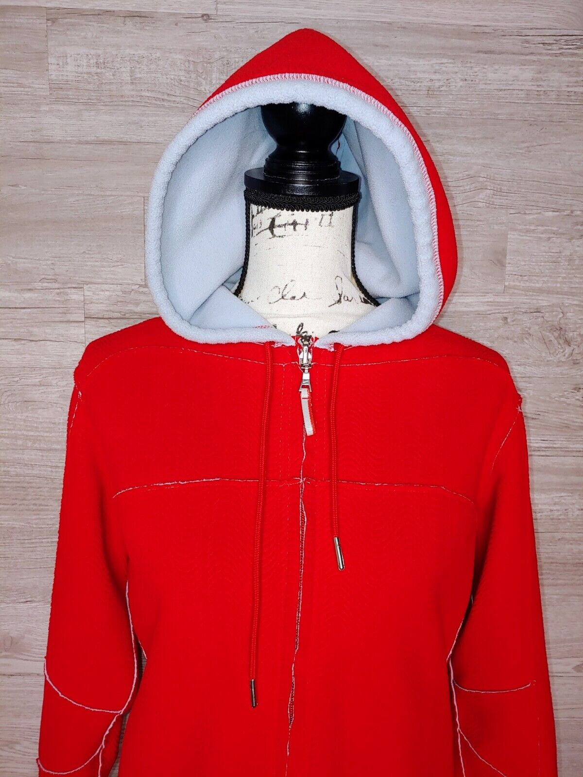 Nike Vintage Preloved Red & Blue Zip Up Crop Fleece Hoodie Reversible Jacket Size Small