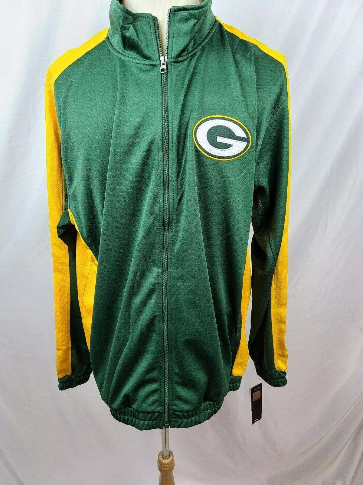 NFL Team Apparel Green Bay Packers Full Zip Athletic Track Jacket Size XL