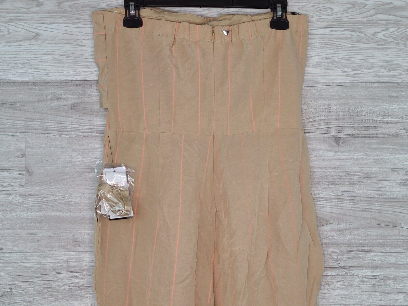 Guess Women's Evelina Beige Strapless Jumpsuit Overall with Bow Size Medium