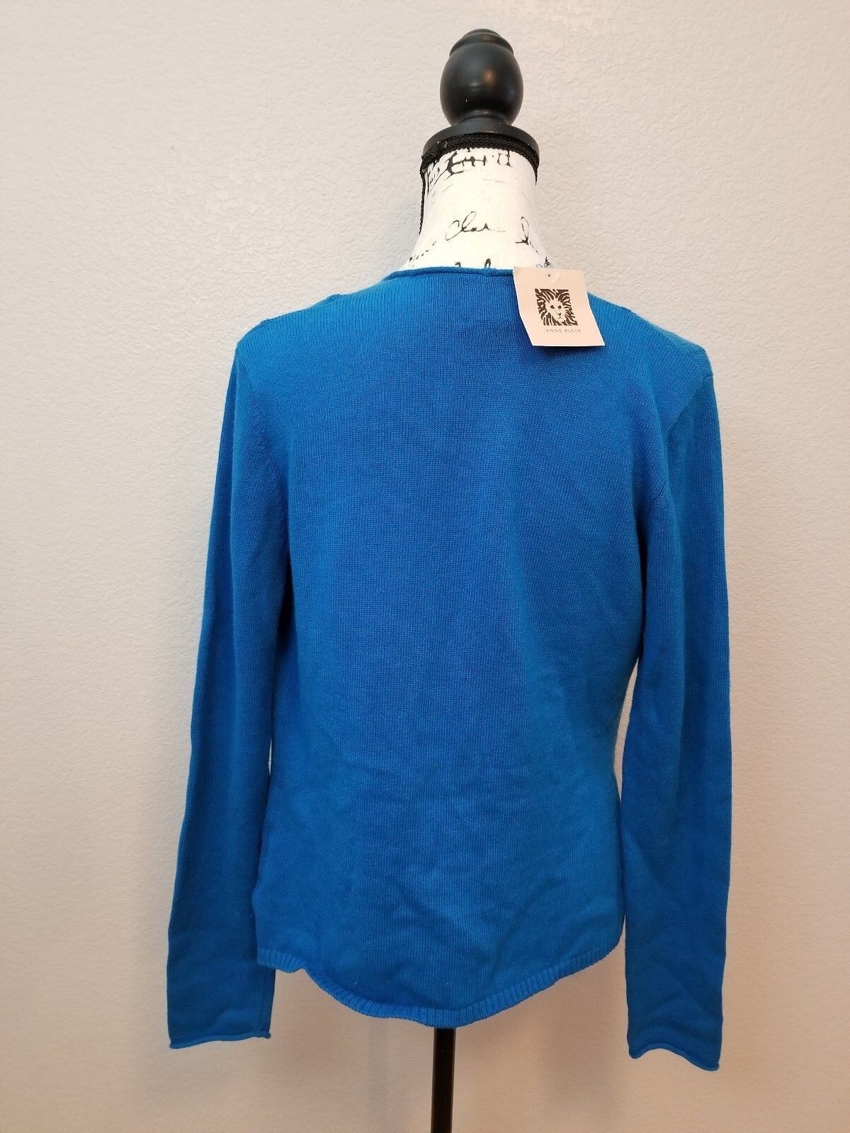 Anne Klein Women's Casual Long Sleeve Sweater Cardigan Blue Size Medium