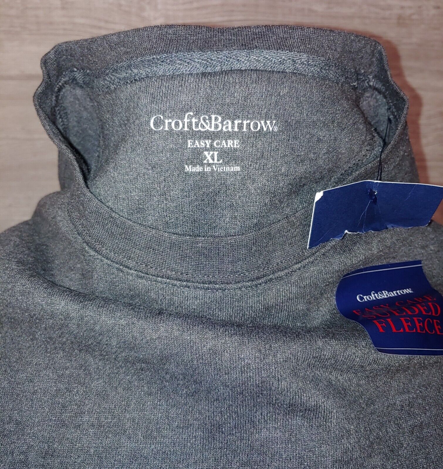 Croft & Barrow Men's Suede Fleece Crew Neck Sweatshirt Charcoal Grey Men's Size XL