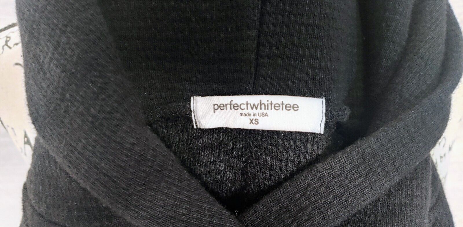 Perfect White Tee Page Military Thermal True Black Cotton Hoodie Size XS