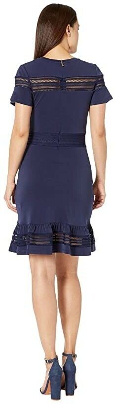 Michael Kors Women's True Navy Blue Mesh Mix Short Sleeve Dress Size XS