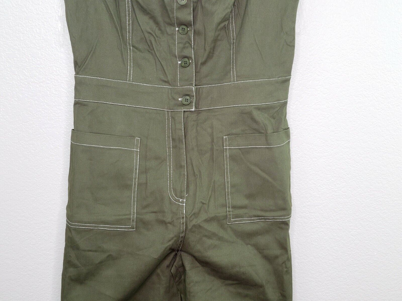 Kendall & Kylie Women's Olive Green & White Utility Jumpsuit Size XS