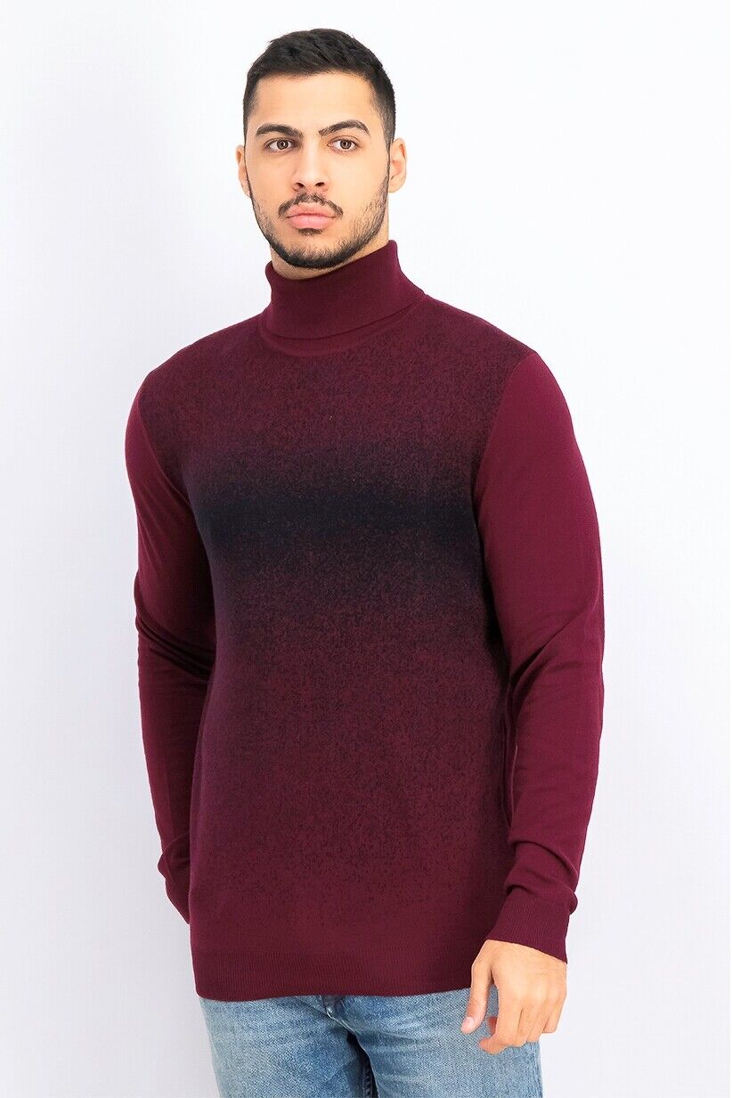 Alfani Men's Port Red & Black Ombre Long Sleeve Turtleneck Sweater Size XL