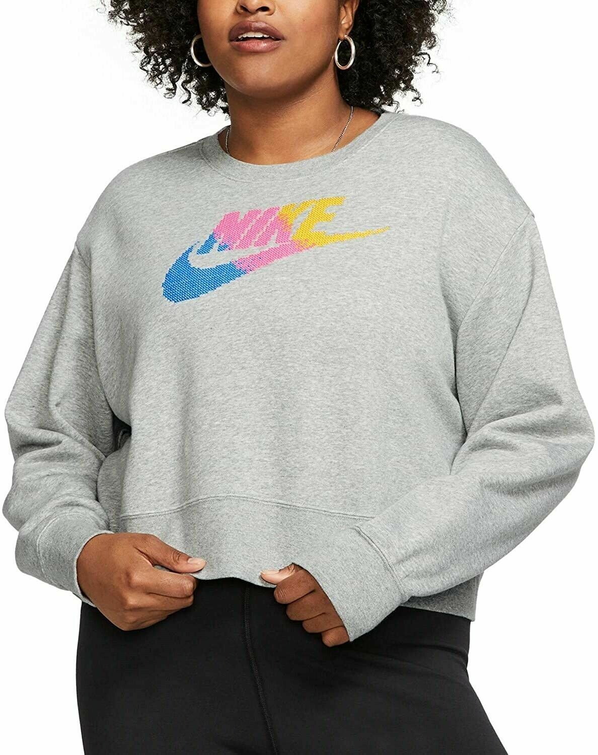 Nike Women's Gray Long Sleeve Crew Neck Athletic Sweatshirt Size 2X