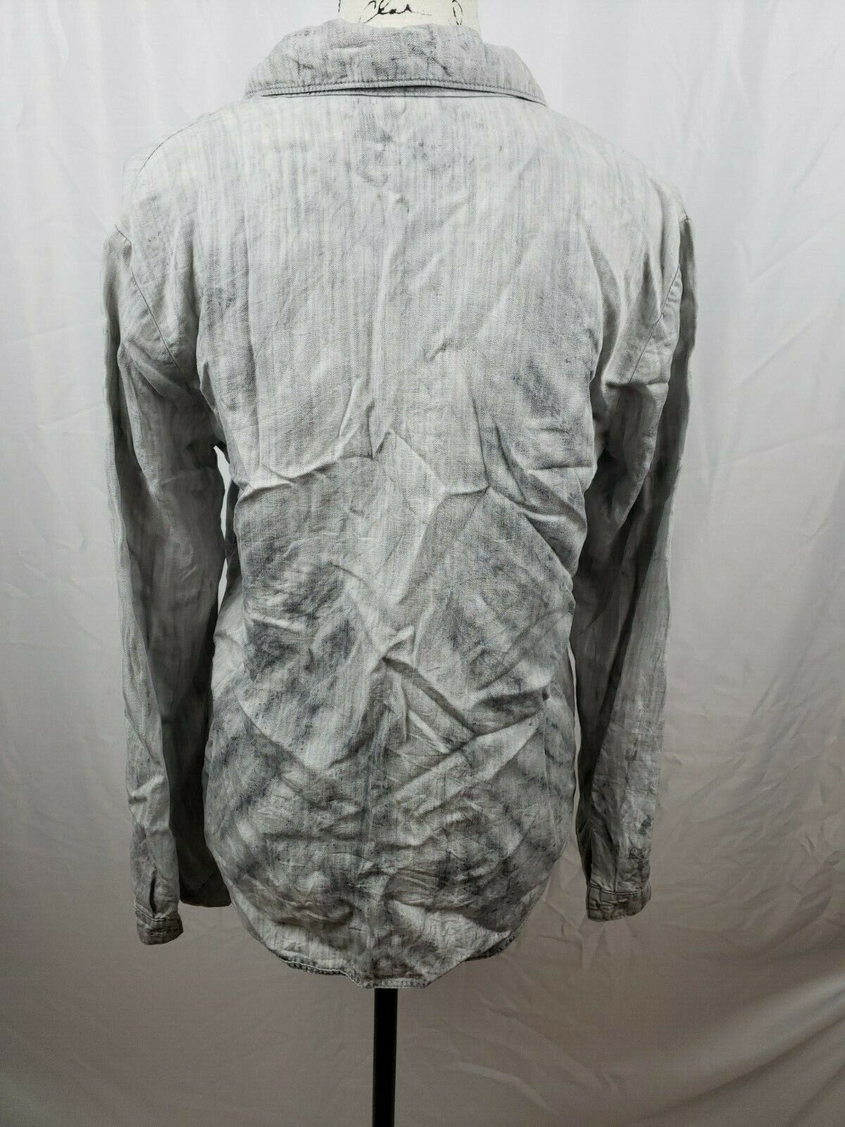 Cloth & Stone Women's Preloved Casual Tie Dye Gray Button Up Shirt Tencel Blouse Size Small