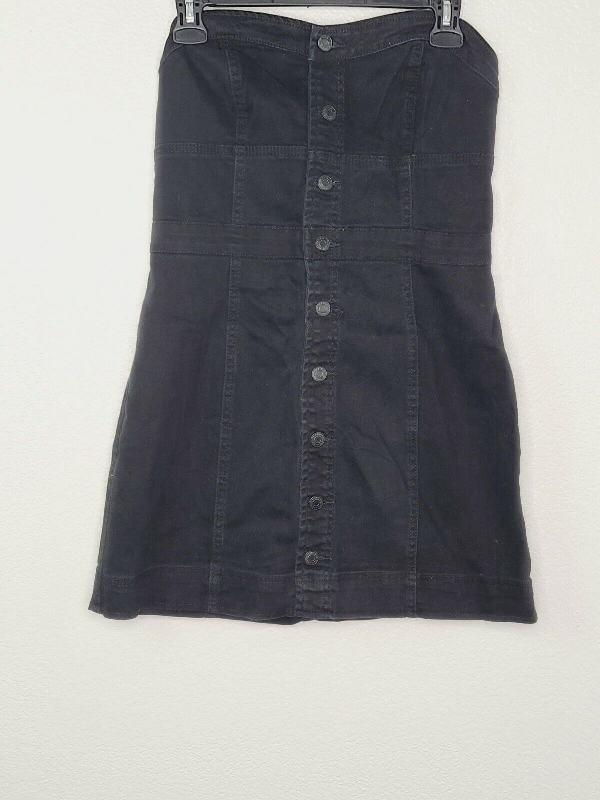 PacSun L.A. Women's Black Denim Button Front Strapless Dress Size Medium