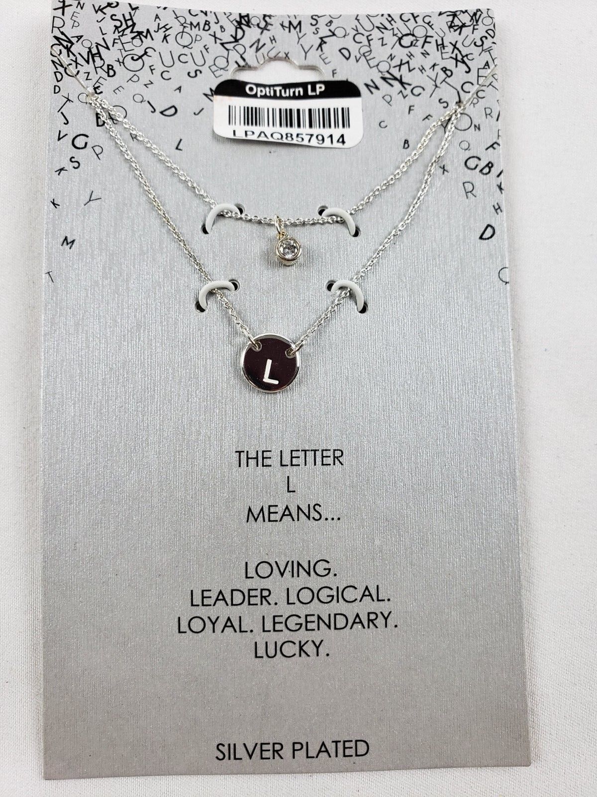 Women's Silver Plated Letter L Initial Pendant Silver 18in Necklace