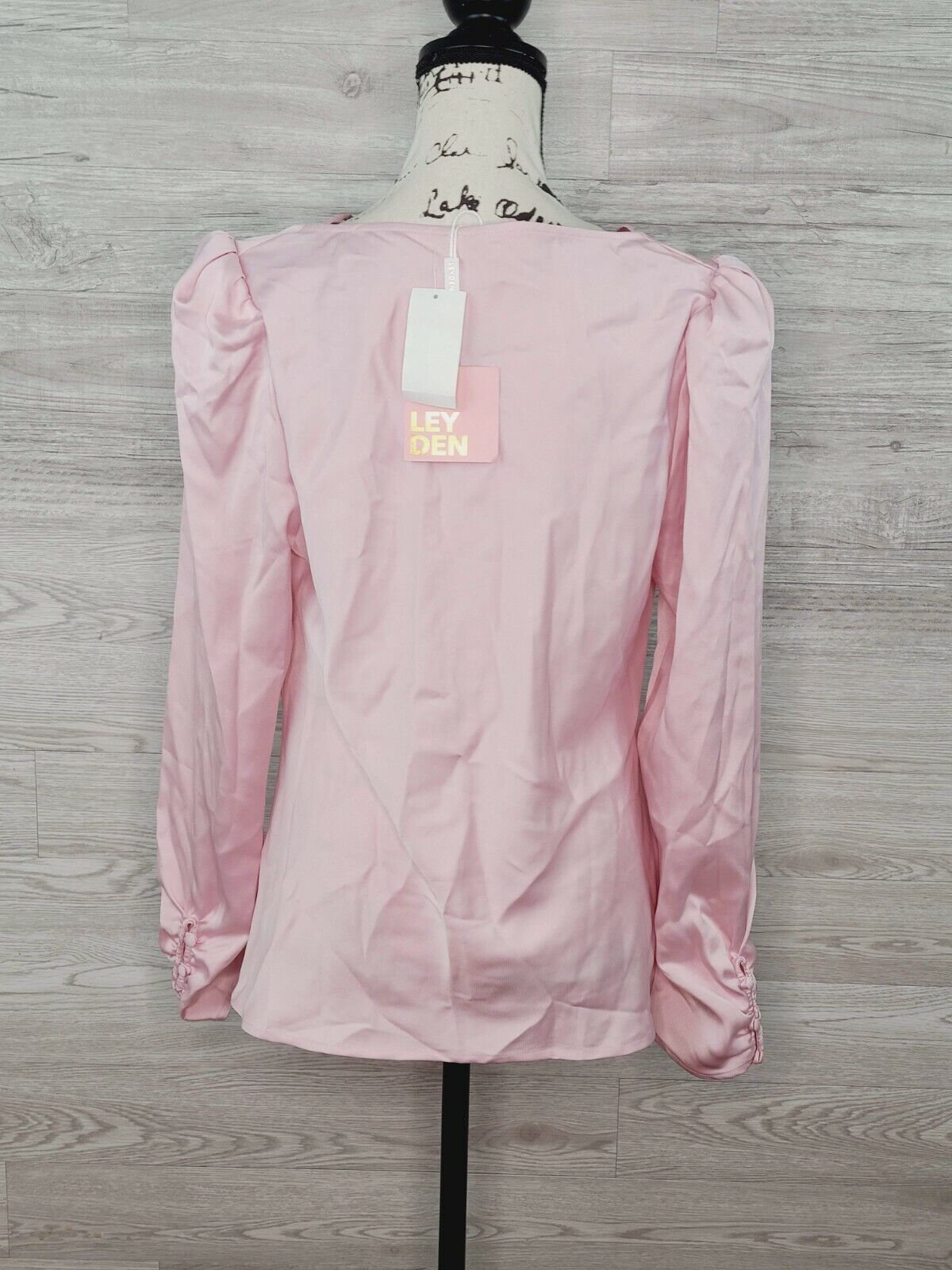 Leyden Women's Ice Pink Ruffle Cuff Cowl Neck Long Sleeve Blouse Size Large