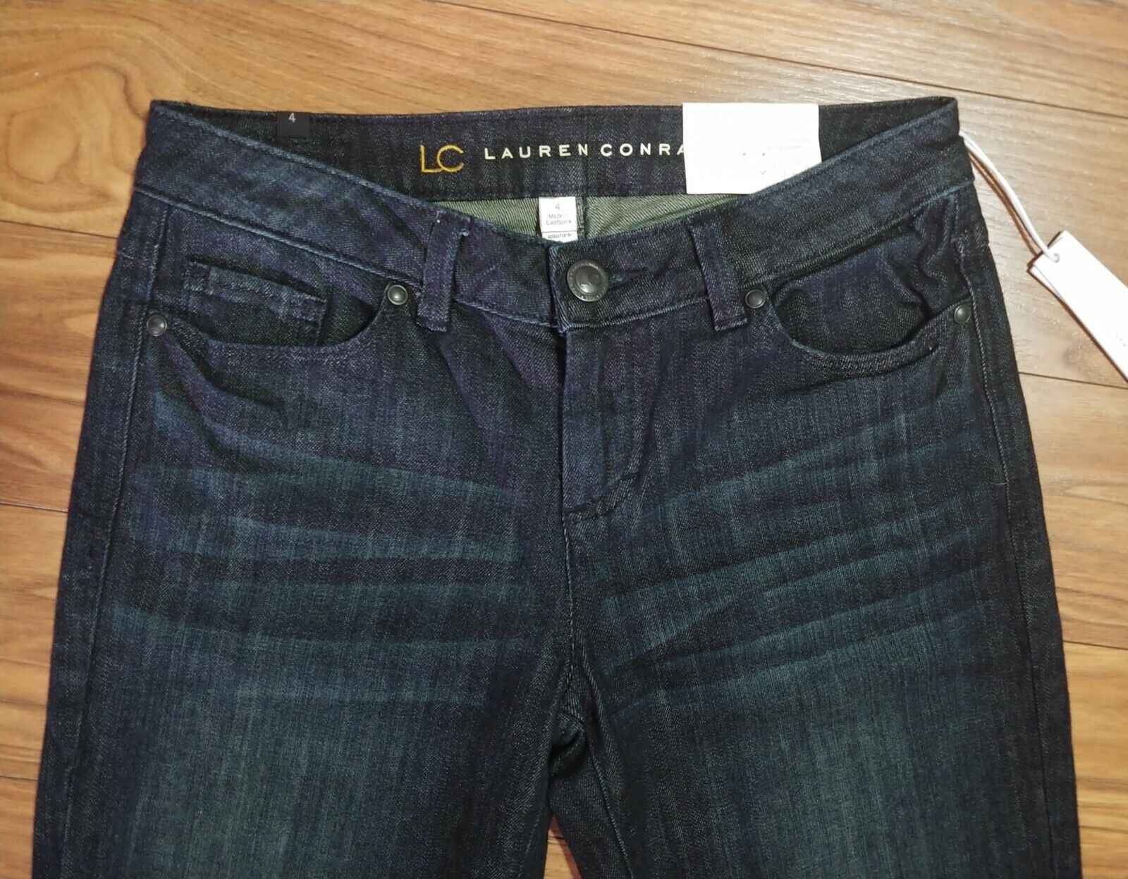 LC Lauren Conrad The Roll Cuff Dark Wash Boyfriend Straight Denim Jeans Size 4