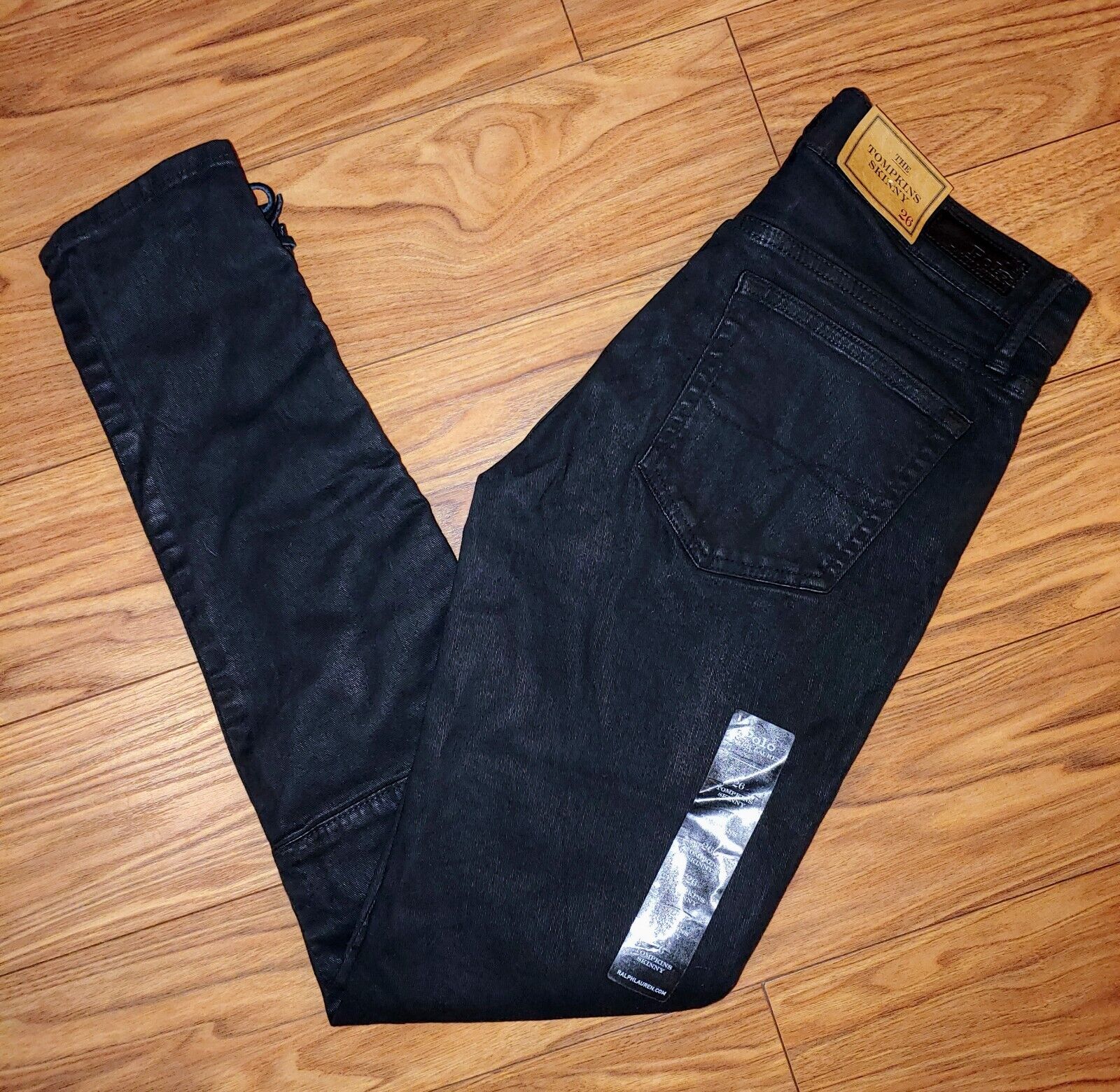 Polo Ralph Lauren The Tompkins Black Coated Finish Lace-Up Skinny Jean