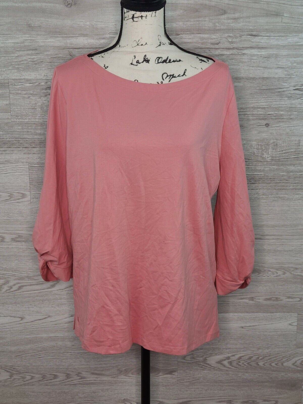 Lauren Ralph Lauren Women's Pink Long Sleeve Round Neck Top Size XL